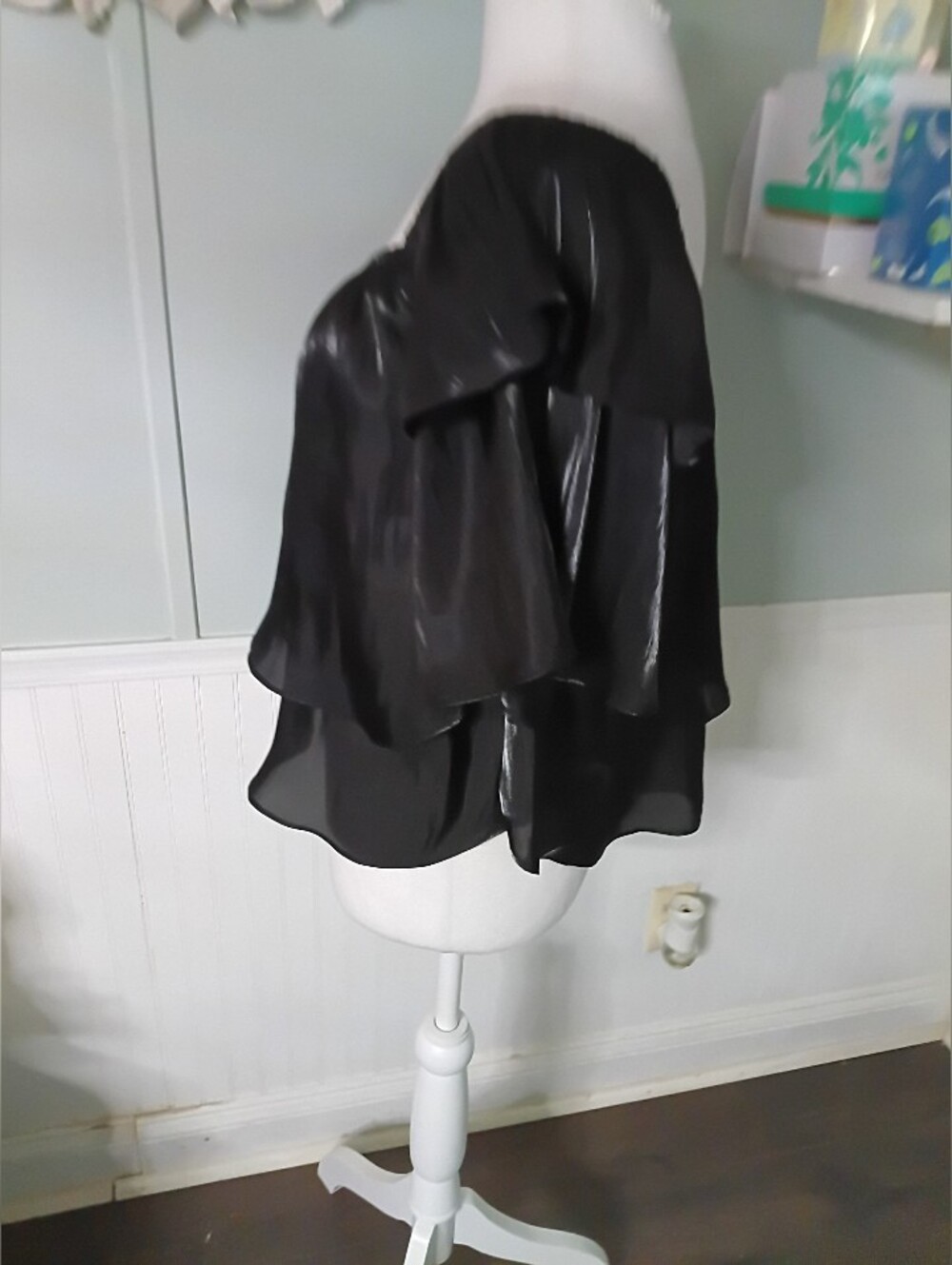 Black Off-Shoulder Ruffle Blouse - Picture 10 of 11